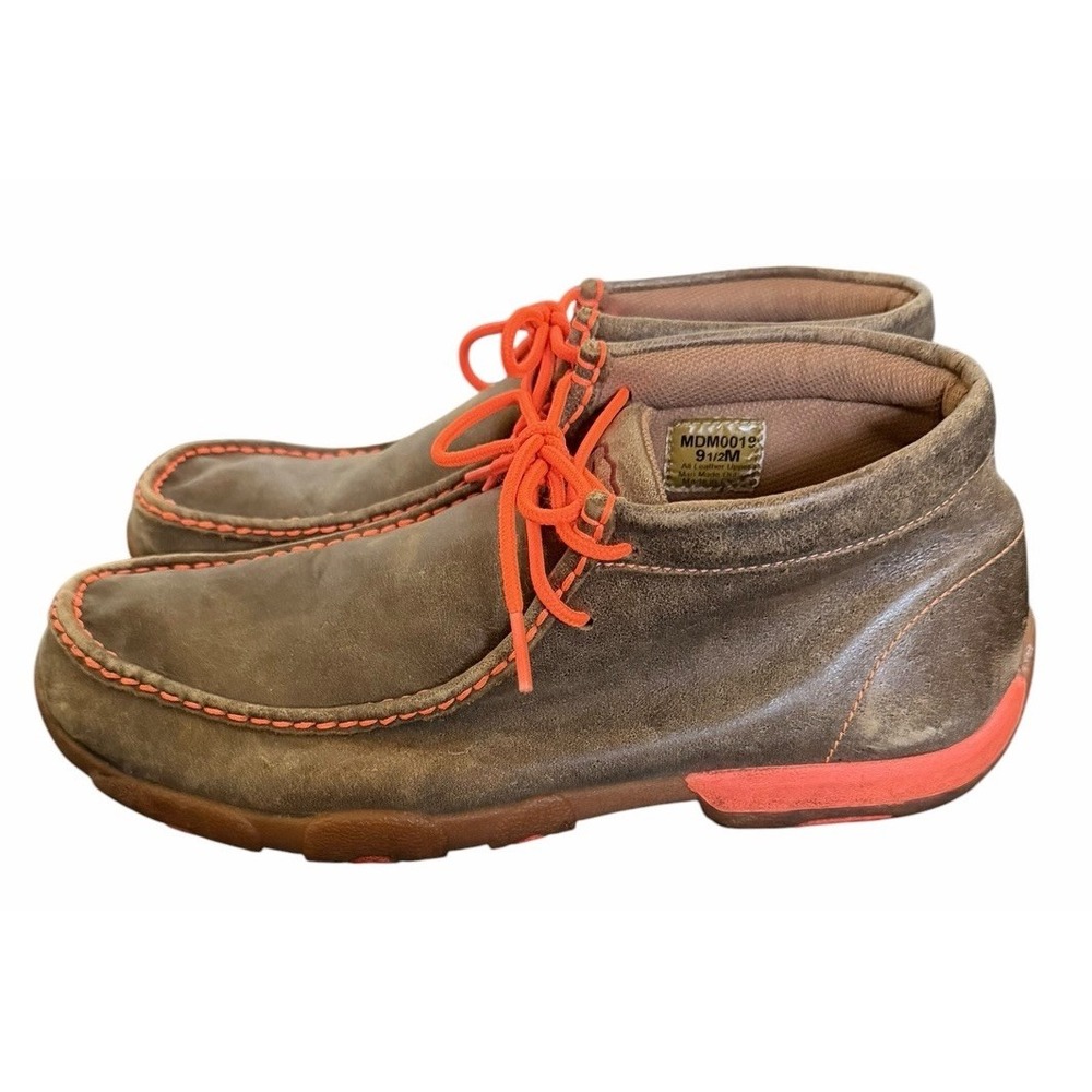 Twisted X Moc Toe Chukka Driving Moc Boots Neon Orange/Bomber Men's Size 9.5 - Picture 2 of 9